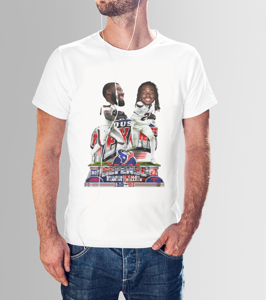 Houston Texans Defense Sheldon Rankins Calen Bullock Wild Card Gamebreaker Caricature T-Shirt