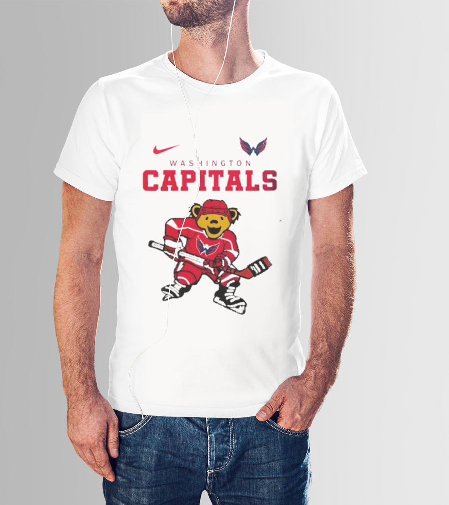 Washington Capitals Grateful Dead Deadhead Bear Hockey Nike Collaboration T-Shirt