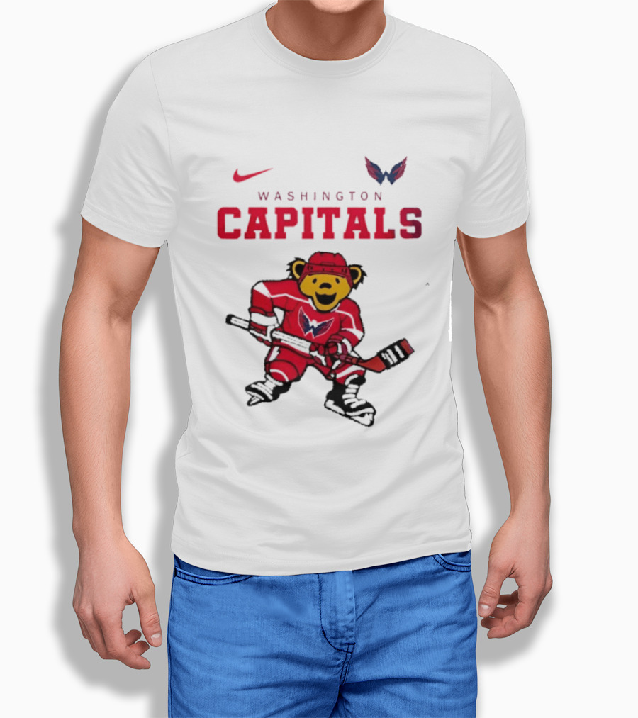 Washington Capitals Grateful Dead Deadhead Bear Hockey Nike Collaboration T-Shirt