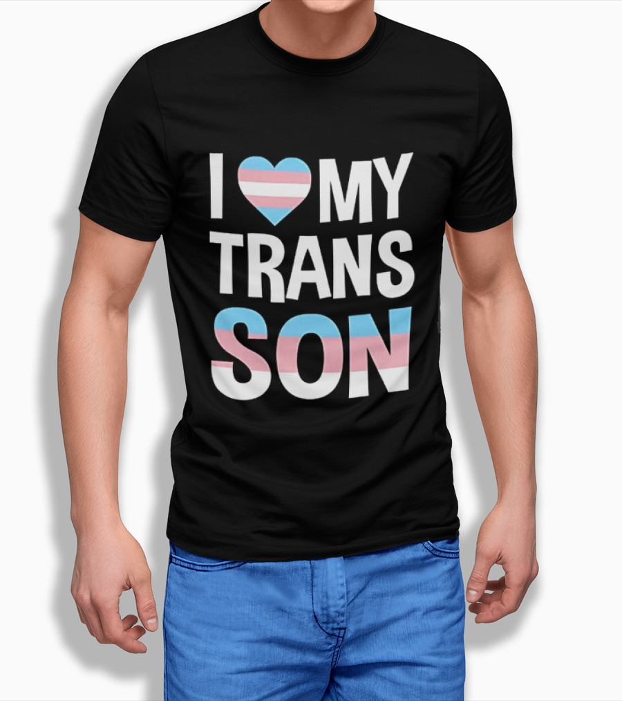 I Love My Trans Son Heart Transgender Pride T-Shirt