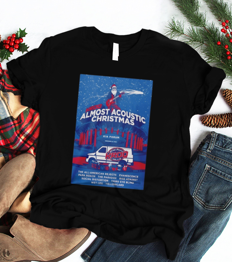 KROQ Almost Acoustic Christmas December 13 2025 Los Angeles Bands Lineup Santa T-Shirt