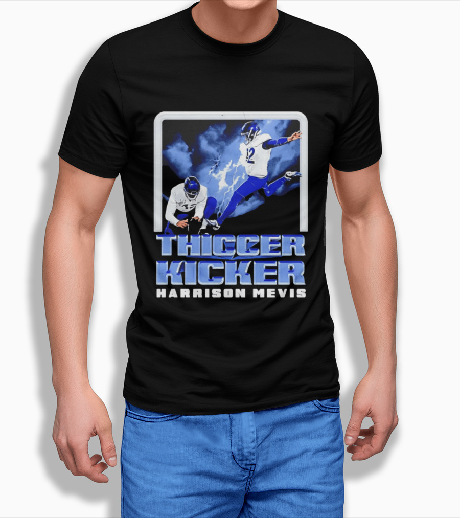 Harrison Mevis Thiccer Kicker Lightning Football Action T-Shirt