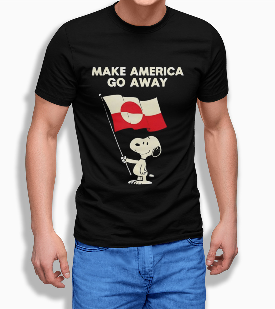 Snoopy Holding Greenland Flag Make America Go Away T-Shirt