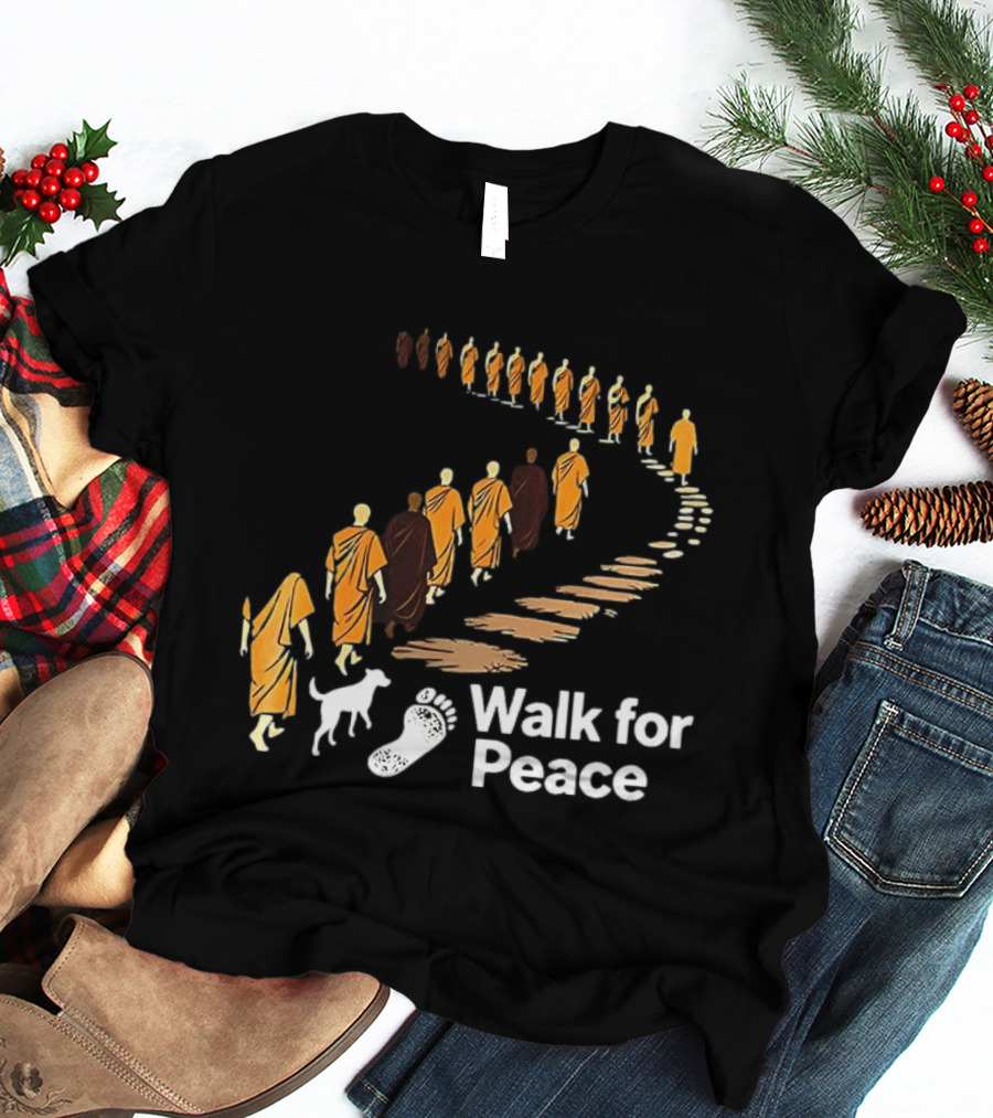 Monks And Dog Walk For Peace Pathway T-Shirt