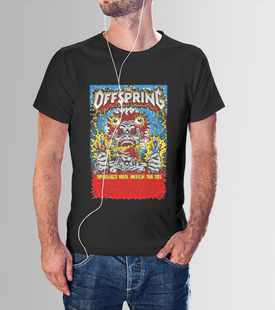The Offspring Supercharged North American Tour 2026 Concert Dates And Venues T-Shirt