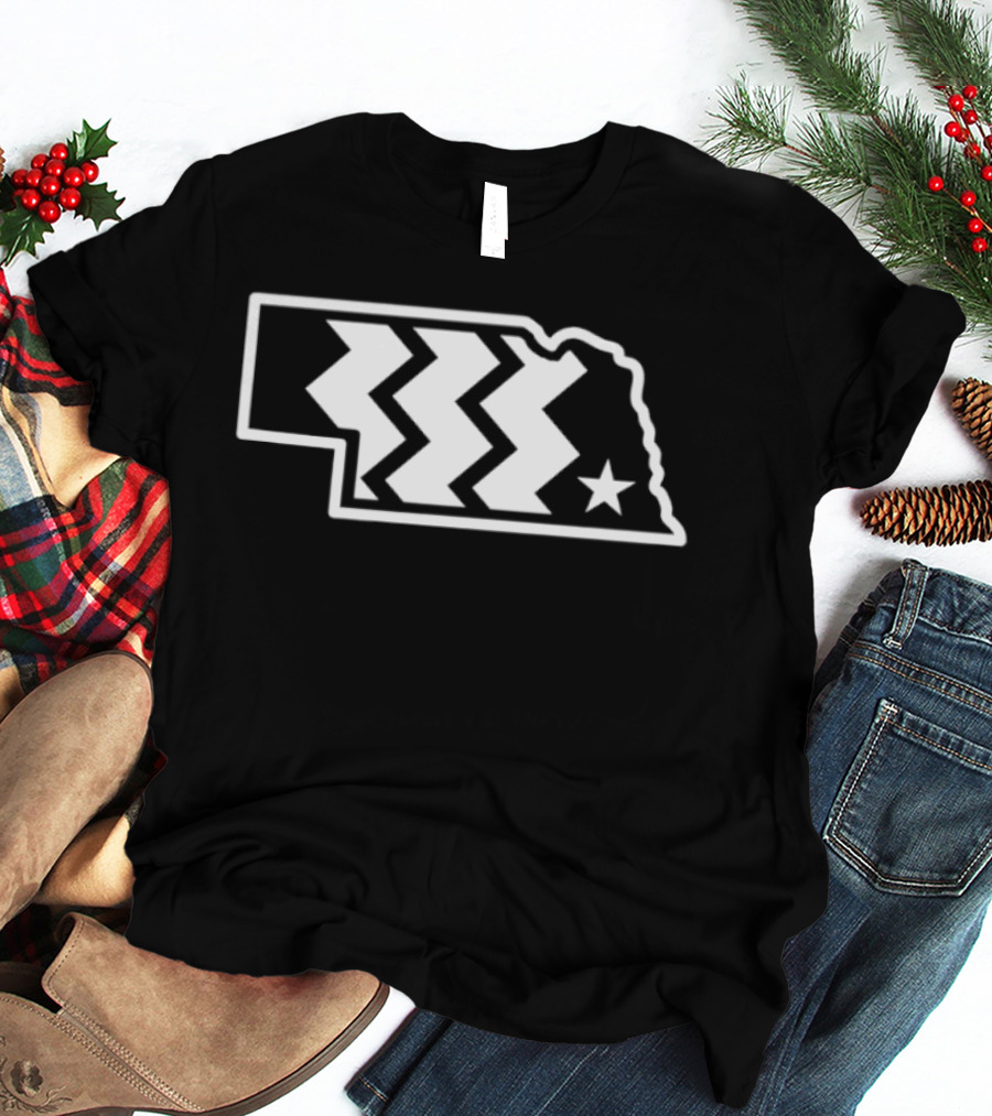 Throwback Converse Nebraska State Iconic Chevron Map Star T-Shirt