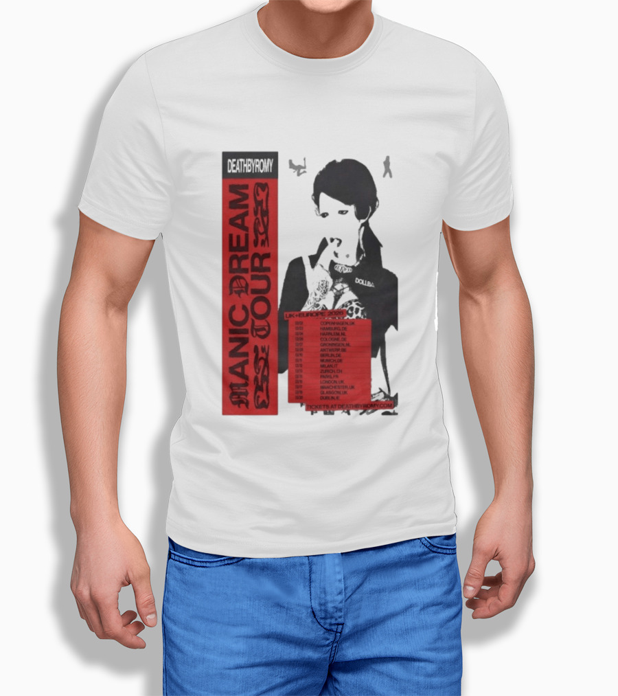 Deathbyromy Manic Dream Tour 2026 UK Europe Concert Dates T-Shirt