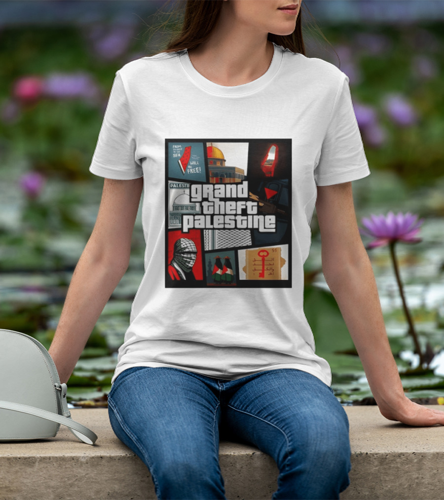 Grand Theft Palestine Dome Of The Rock Sea To Sea Free Palestine RPG Key 55 Flag Cover T-Shirt