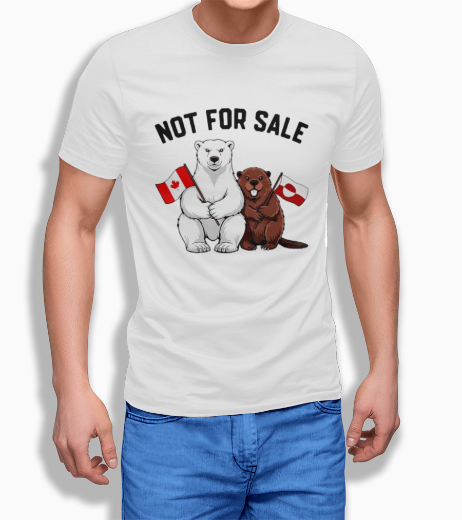Not For Sale Polar Bear Canadian Flag Beaver Greenland Flag T-Shirt