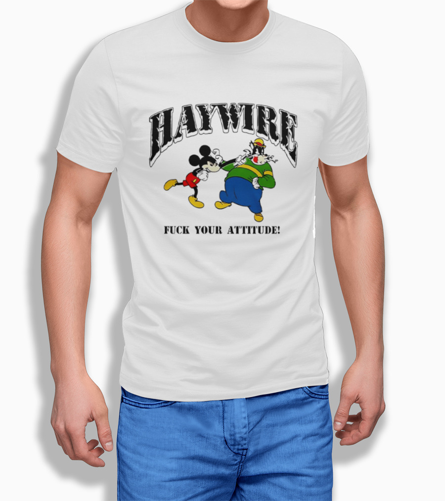 Haywire Fuck Your Attitude Mickey Mouse Comic T-Shirt