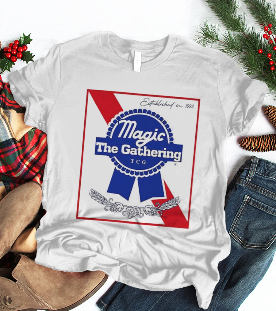 Magic The Gathering Pabst Established 1993 Vintage Style Ribbon T-Shirt