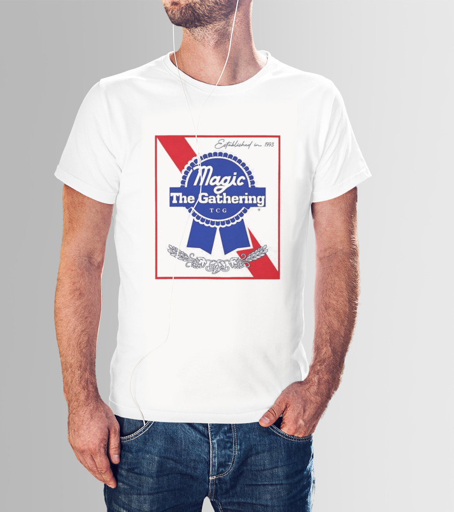 Magic The Gathering Pabst Established 1993 Vintage Style Ribbon T-Shirt
