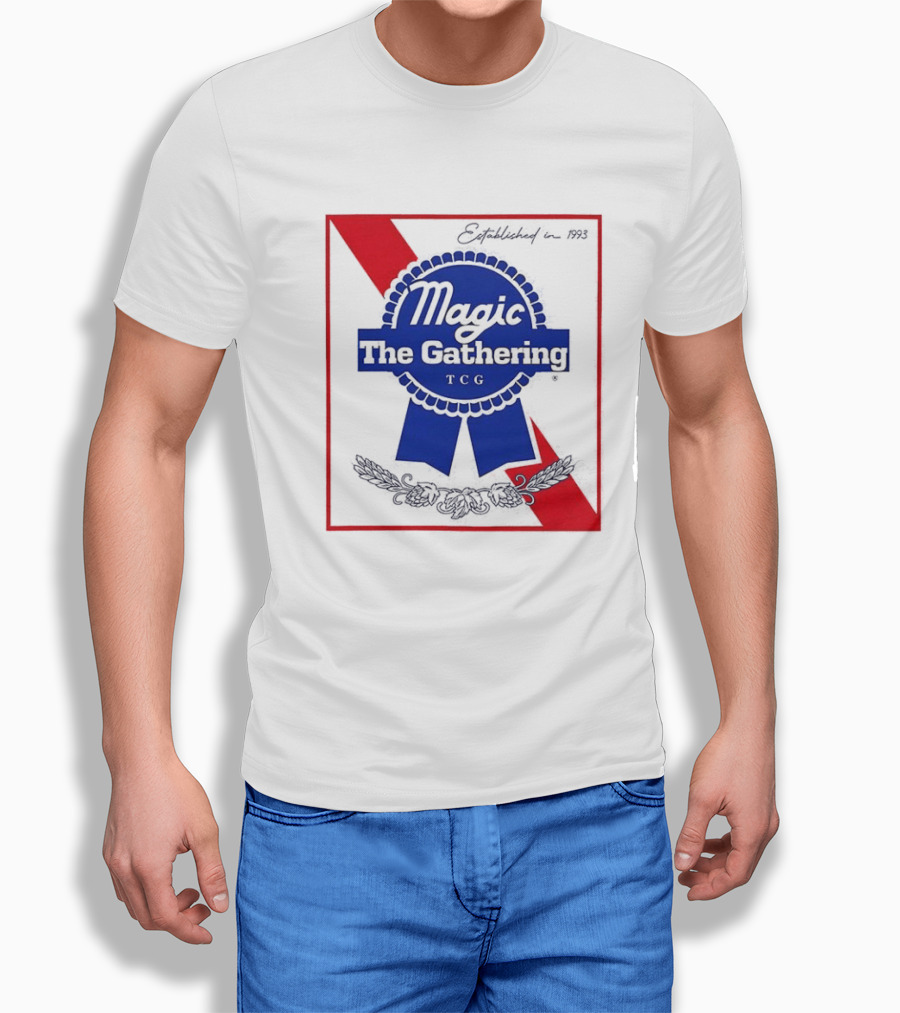 Magic The Gathering Pabst Established 1993 Vintage Style Ribbon T-Shirt