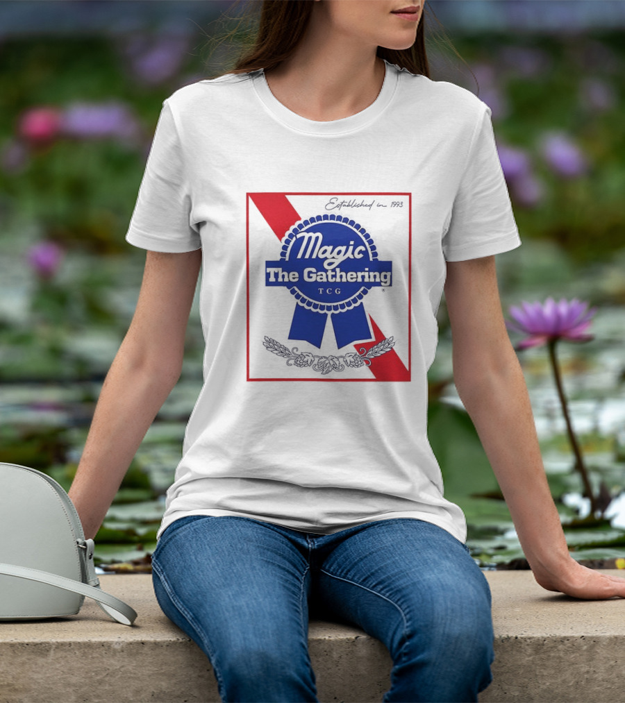 Magic The Gathering Pabst Established 1993 Vintage Style Ribbon T-Shirt