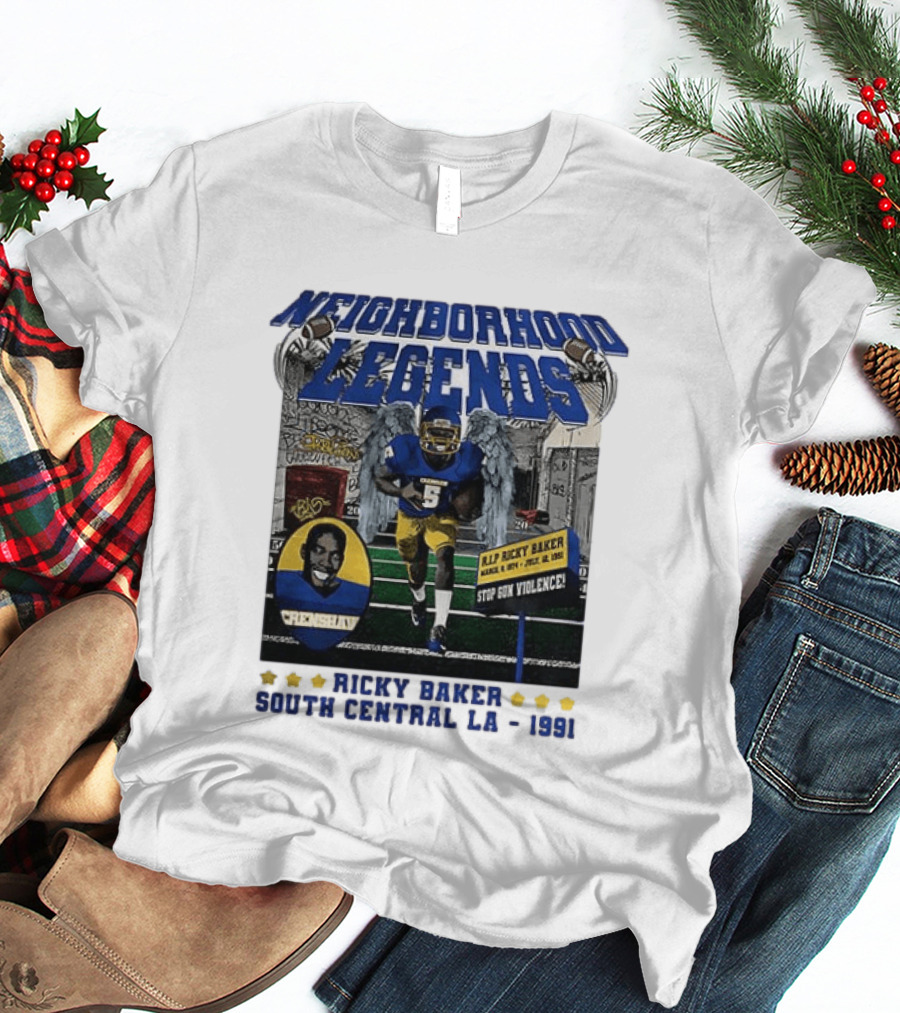 Neighborhood Legends Crenshaw Ricky Baker Stop Gun Violence South Central LA 1991 T-Shirt