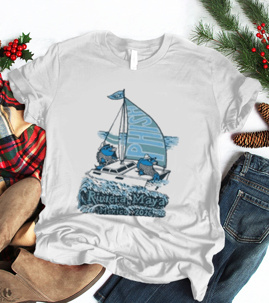 Phish Riviera Maya Mexico 2026 Pollock Waves Ship Fish T-Shirt