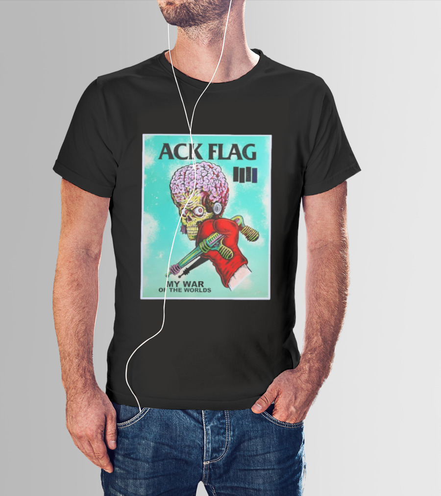 Ack Flag Martian Warrior My War Of The Worlds Retro Sci Fi T-Shirt
