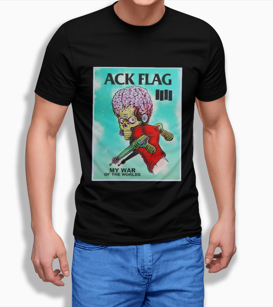 Ack Flag Martian Warrior My War Of The Worlds Retro Sci Fi T-Shirt