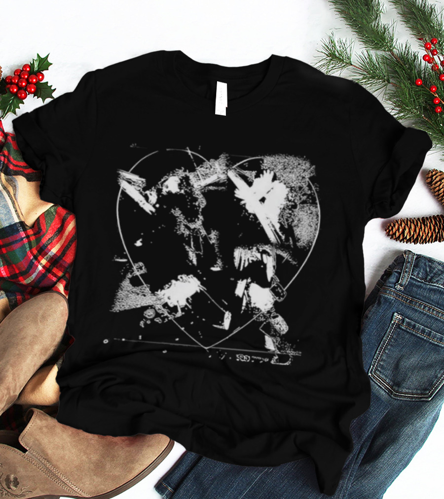 Jr Heart Black Distressed Scribble T-Shirt