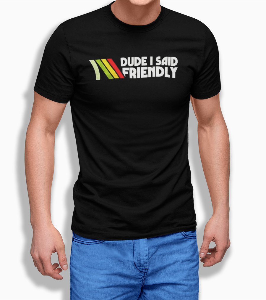 Dude I Said Friendly Rasta Color Scheme Bold Vintage Retro Vibe T-Shirt