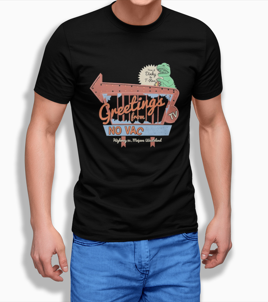 Greetings From No Vacancy Fallout New Vegas Novac Welcome Retro TV T-Shirt