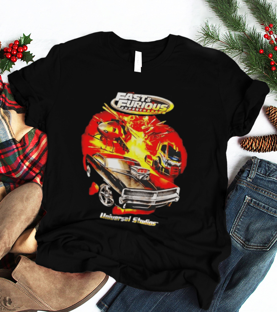 Fast & Furious Supercharged Car Explosion Universal Studios T-Shirt