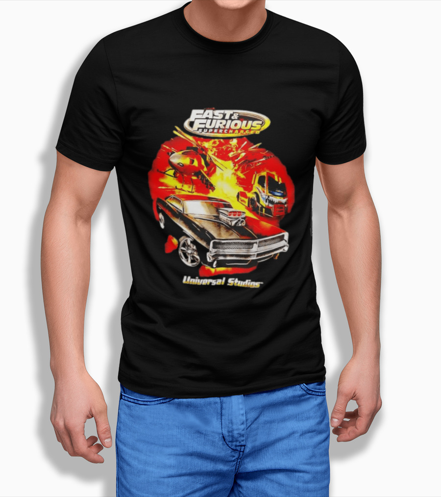 Fast & Furious Supercharged Car Explosion Universal Studios T-Shirt