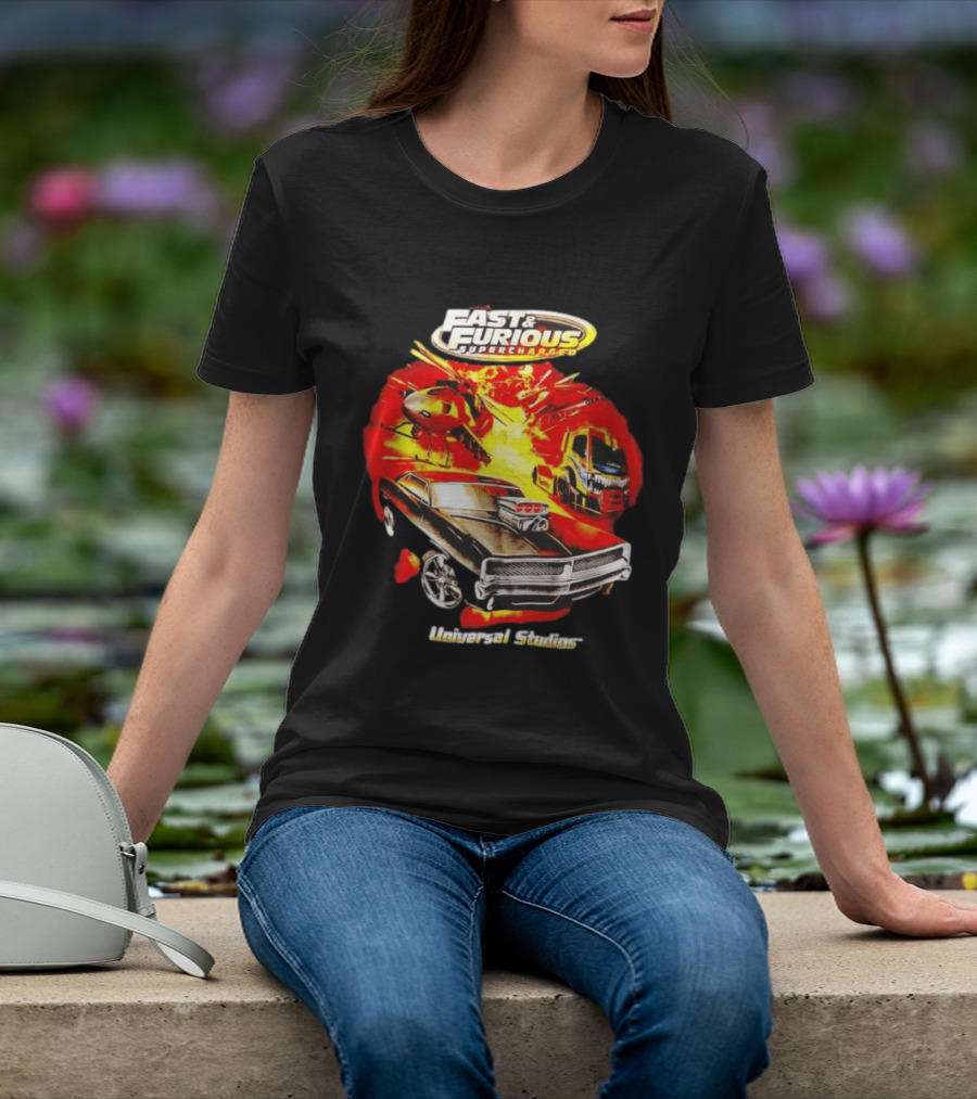 Fast & Furious Supercharged Car Explosion Universal Studios T-Shirt