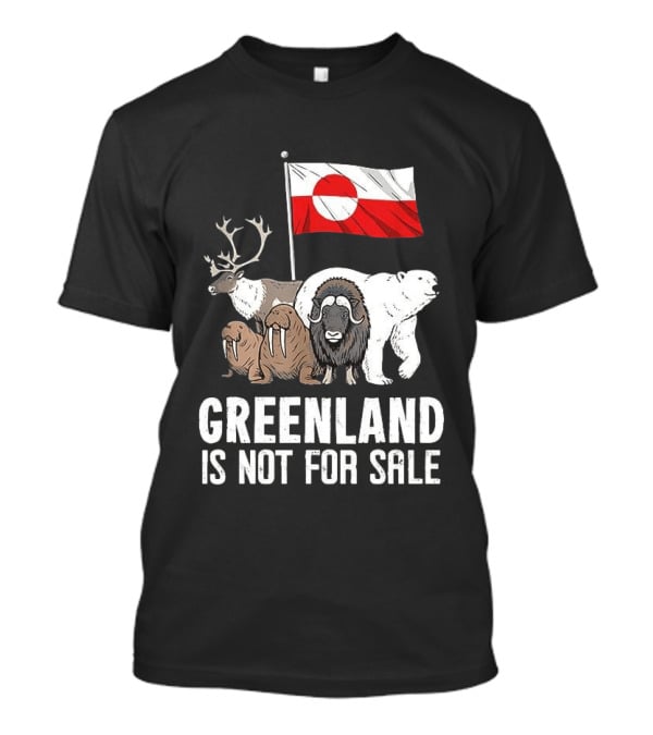 Greenland Wildlife And Flag With Reindeer Walrus Polar Bear Boasting Local Pride T-Shirt