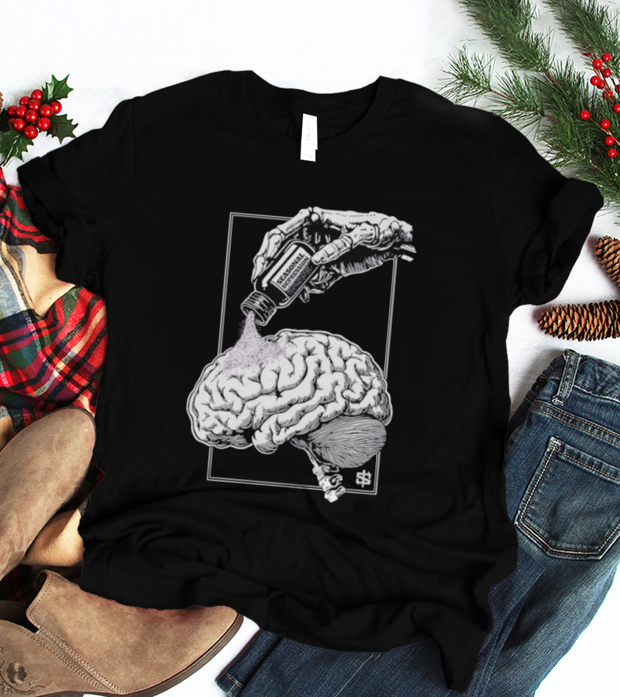 Seasonal Depression Skeleton Hand Pouring On Brain T-Shirt