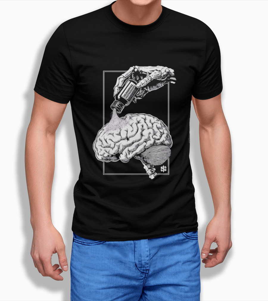 Seasonal Depression Skeleton Hand Pouring On Brain T-Shirt
