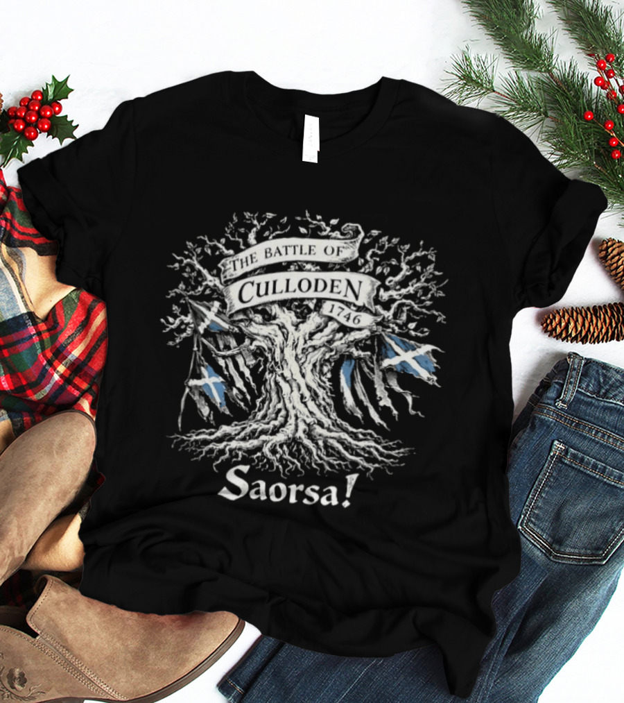 The Battle Of Culloden 1746 Saorsa Scotland Flag Tree T-Shirt