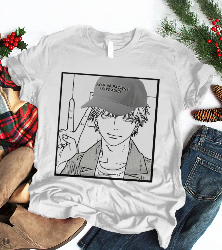 Denji Chainsaw Man Please Be Patient I Have ADHD Peace Sign T-Shirt