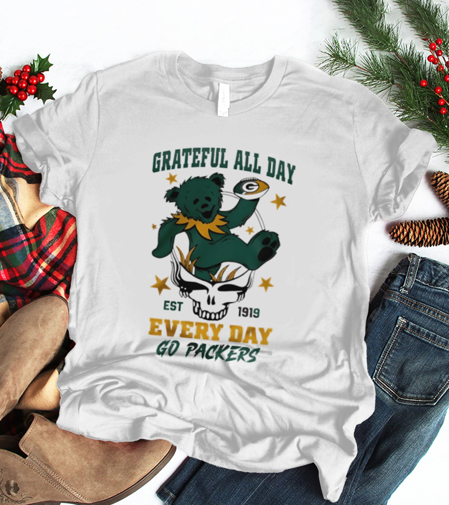 Grateful All Day Every Day Go Packers Est 1919 T-Shirt