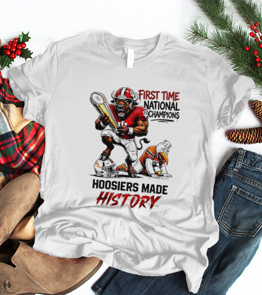 Hoosiers Made History First Time National Champions Mascots Ibis Bison T-Shirt