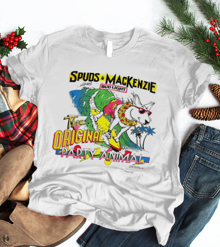 Spuds MacKenzie Bud Light Surfing The Original Party Animal T-Shirt