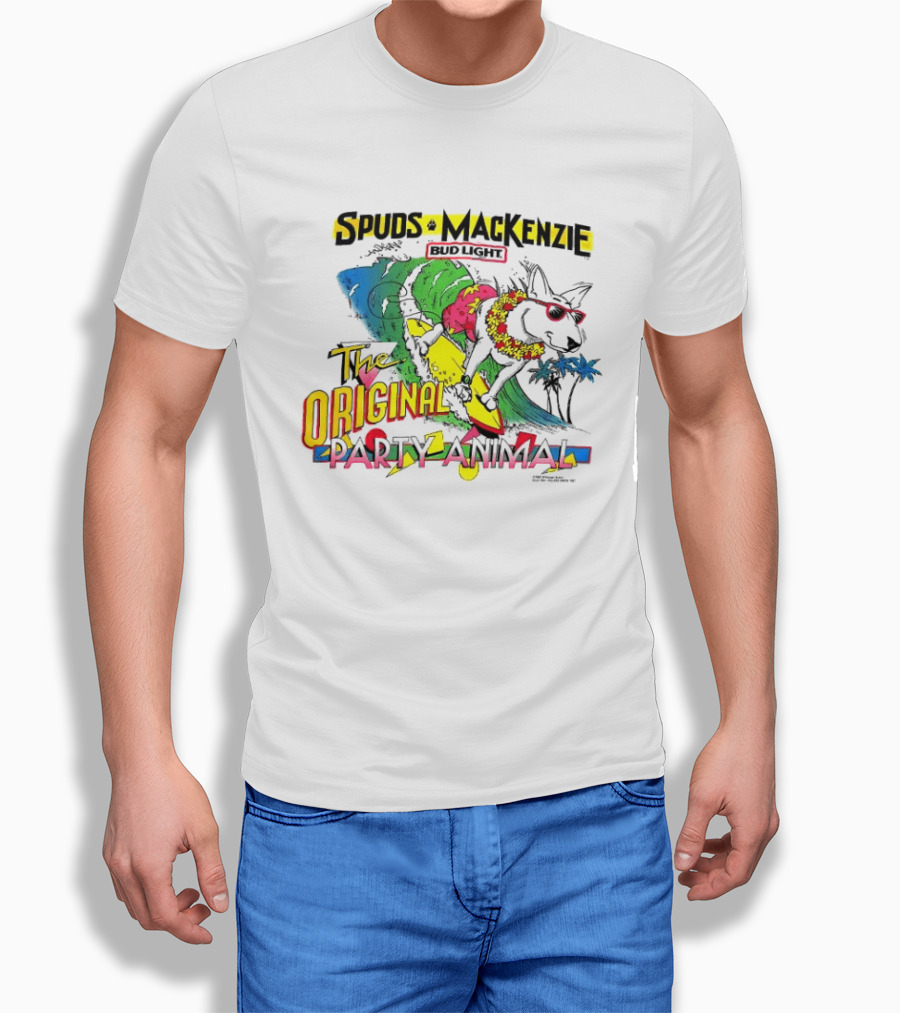 Spuds MacKenzie Bud Light Surfing The Original Party Animal T-Shirt