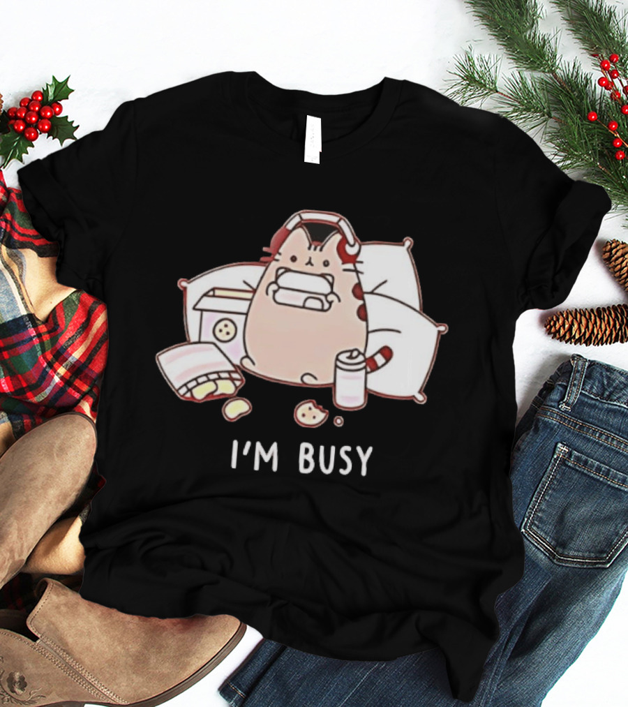 I'm Busy Cat Snack Time With Pizza Chips And Soda T-Shirt