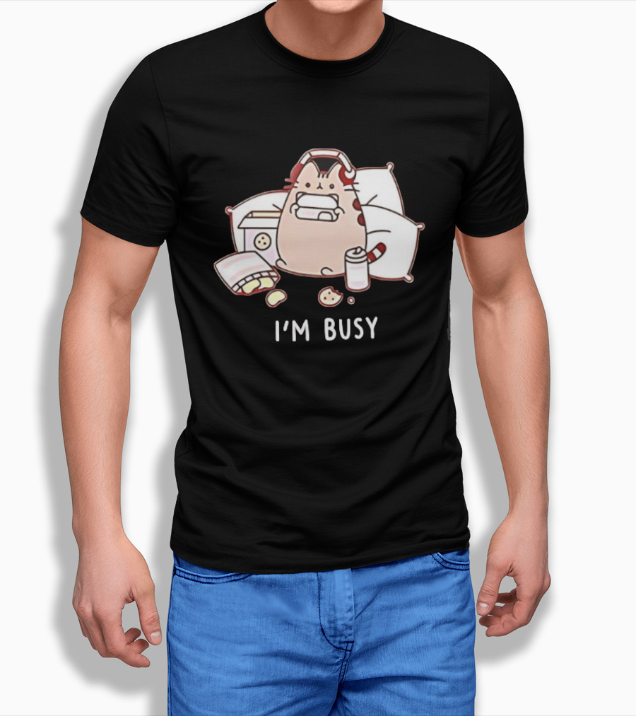 I'm Busy Cat Snack Time With Pizza Chips And Soda T-Shirt