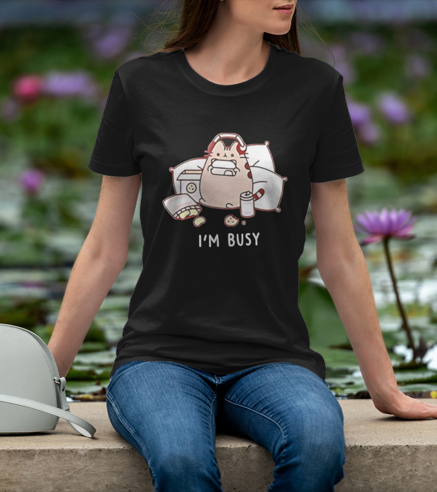I'm Busy Cat Snack Time With Pizza Chips And Soda T-Shirt