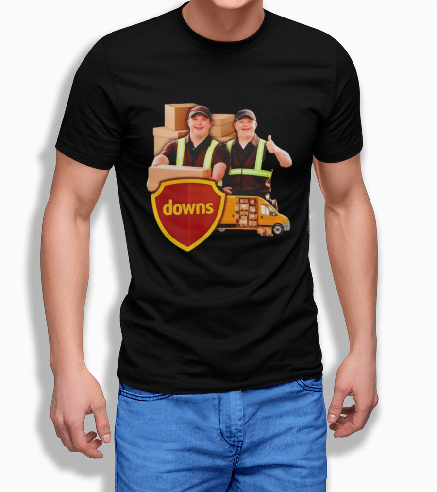 Downs UPS Delivery Service With Smiling Workers And Packages T-Shirt