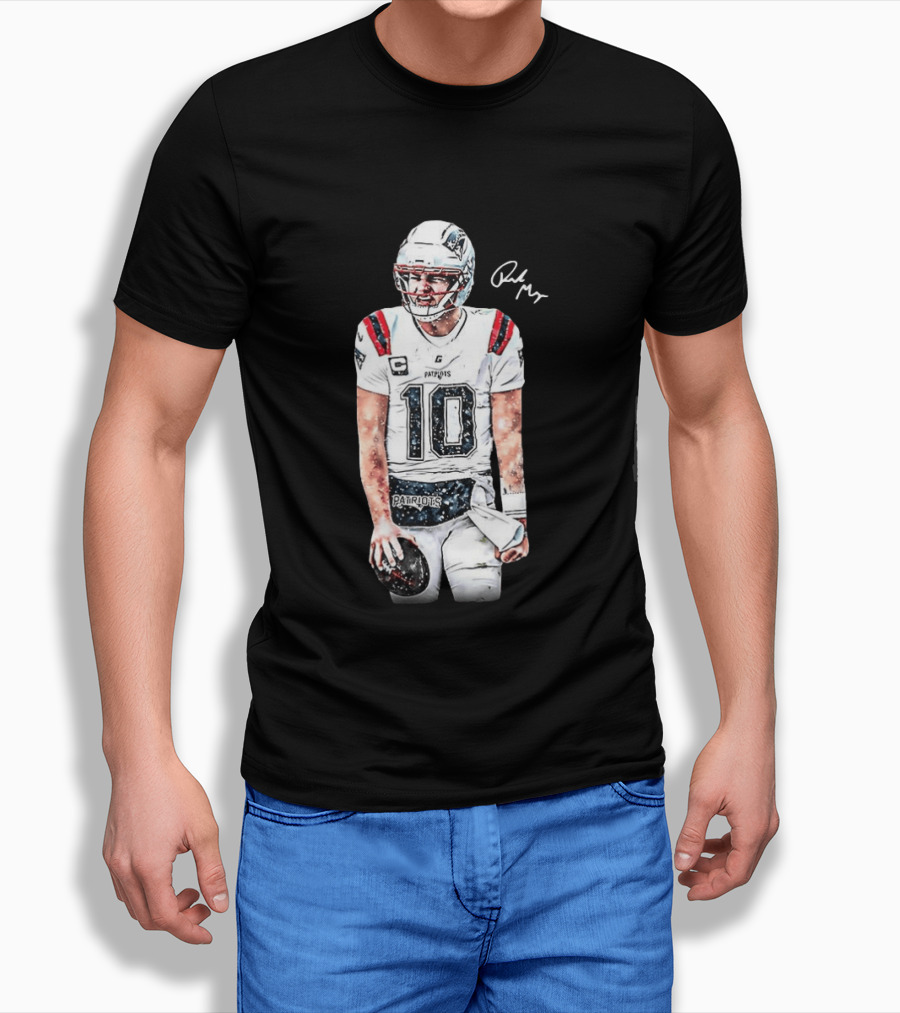 Drake Maye New England Patriots Jersey Ice Cold Iceman Autograph T-Shirt