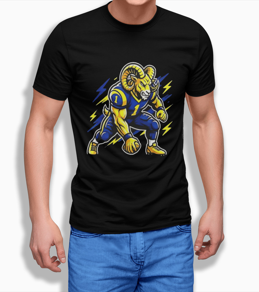Los Angeles Rams Game Day Vibes Football Cartoon T-Shirt