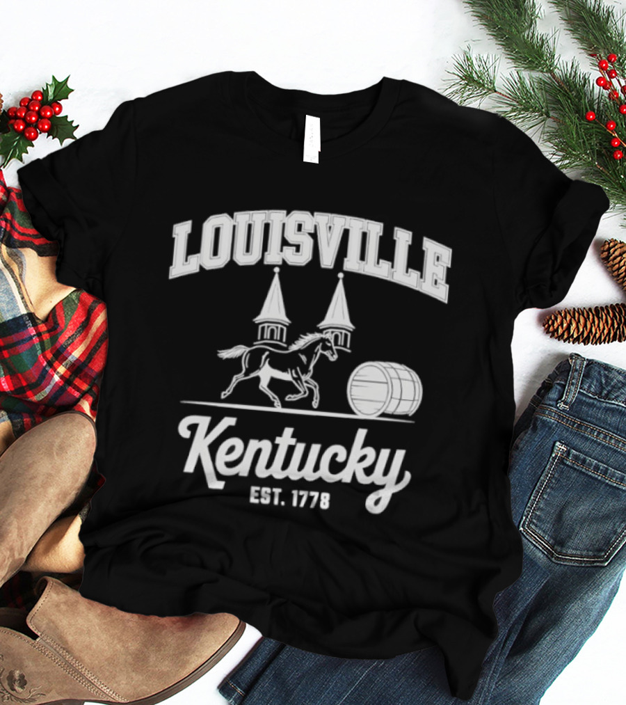 Louisville Kentucky Est 1778 Traditions Horse Racing Barrel T-Shirt
