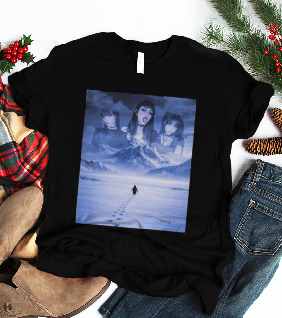 Nihilist Penguin Goth Girls Dark Winter Mountain Scene T-Shirt