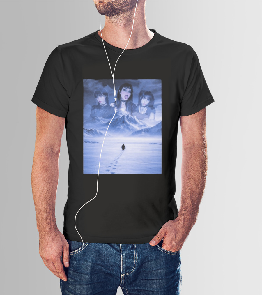 Nihilist Penguin Goth Girls Dark Winter Mountain Scene T-Shirt