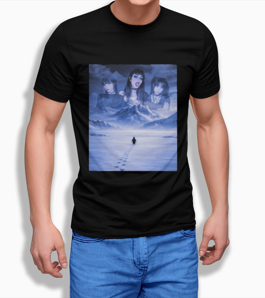 Nihilist Penguin Goth Girls Dark Winter Mountain Scene T-Shirt