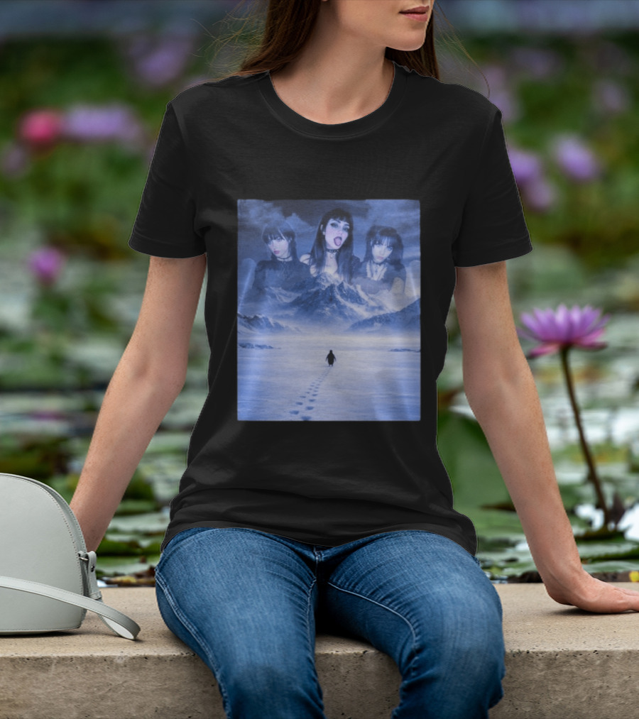 Nihilist Penguin Goth Girls Dark Winter Mountain Scene T-Shirt