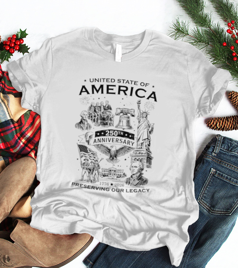 United States Of America Anniversaries 1776 2026 Liberty Bell Statue Of Liberty Celebrating Our Legacy T-Shirt