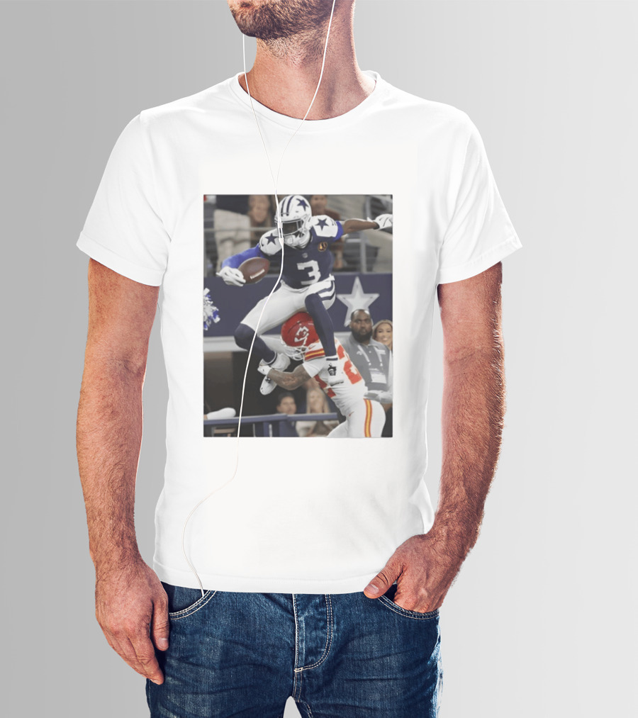 Football Leap Dallas Vs Kansas Royals Dynamic Action T-Shirt